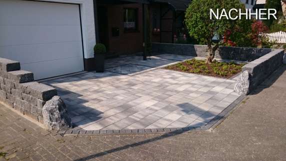 Betonstein Platten und Mauer nachdem wir fertig sind
