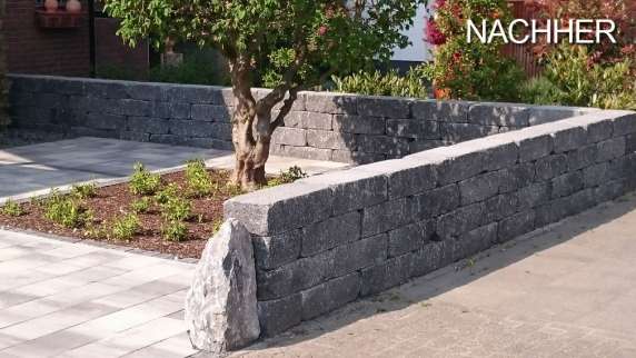 Betonstein Platten und Mauer nachdem wir fertig sind
